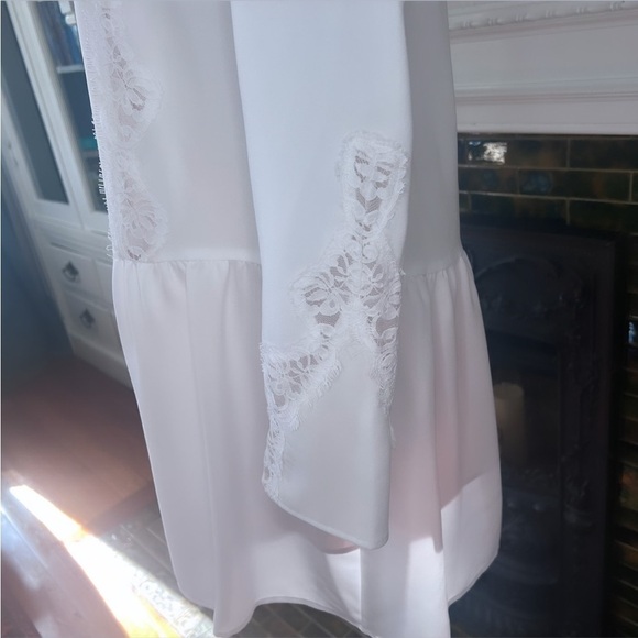 BCBGMAXAZIRA Jayne Long Sleeve Drop Waist‎ Lace White Wedding Mini Dress Size S - Picture 7 of 12
